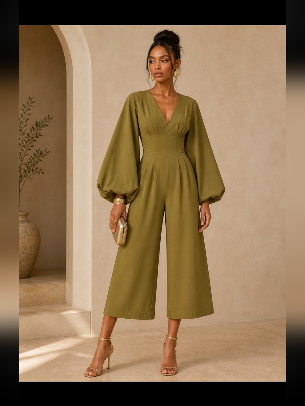ANDREA IYAMAH NIA CULOTTE olive jumpsuit